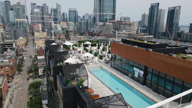 Aerial view of Lavelle rooftop bar in Toronto